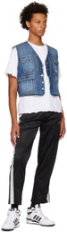 PALMER Blue Embroidered Denim Vest
