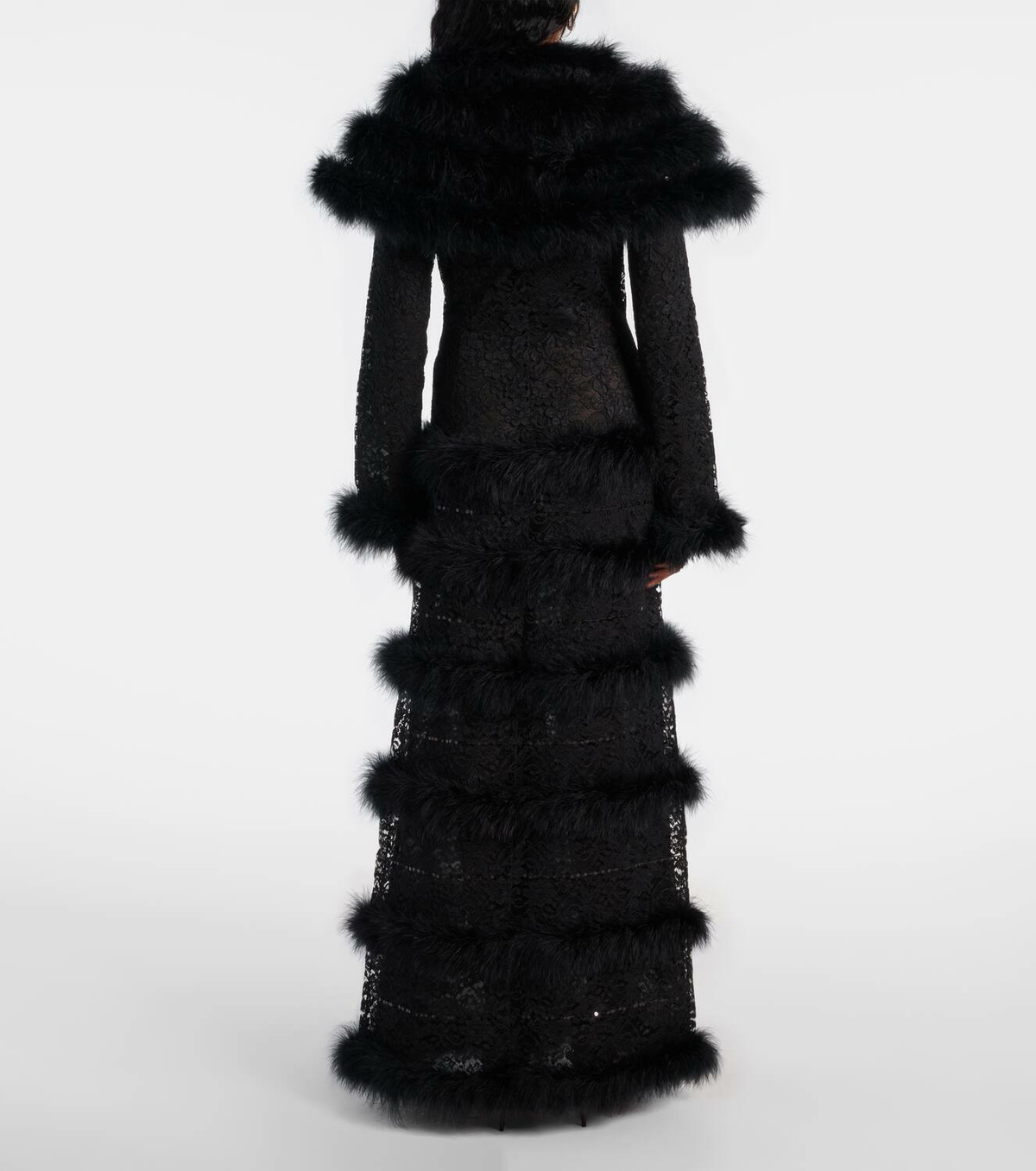 Alessandra Rich Feather-trimmed lace coat