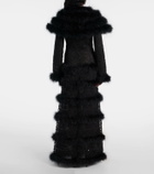 Alessandra Rich Feather-trimmed lace coat