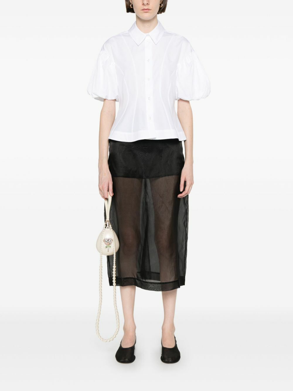 Simone Rocha Puff-Sleeves Cropped Shirt Simone Rocha