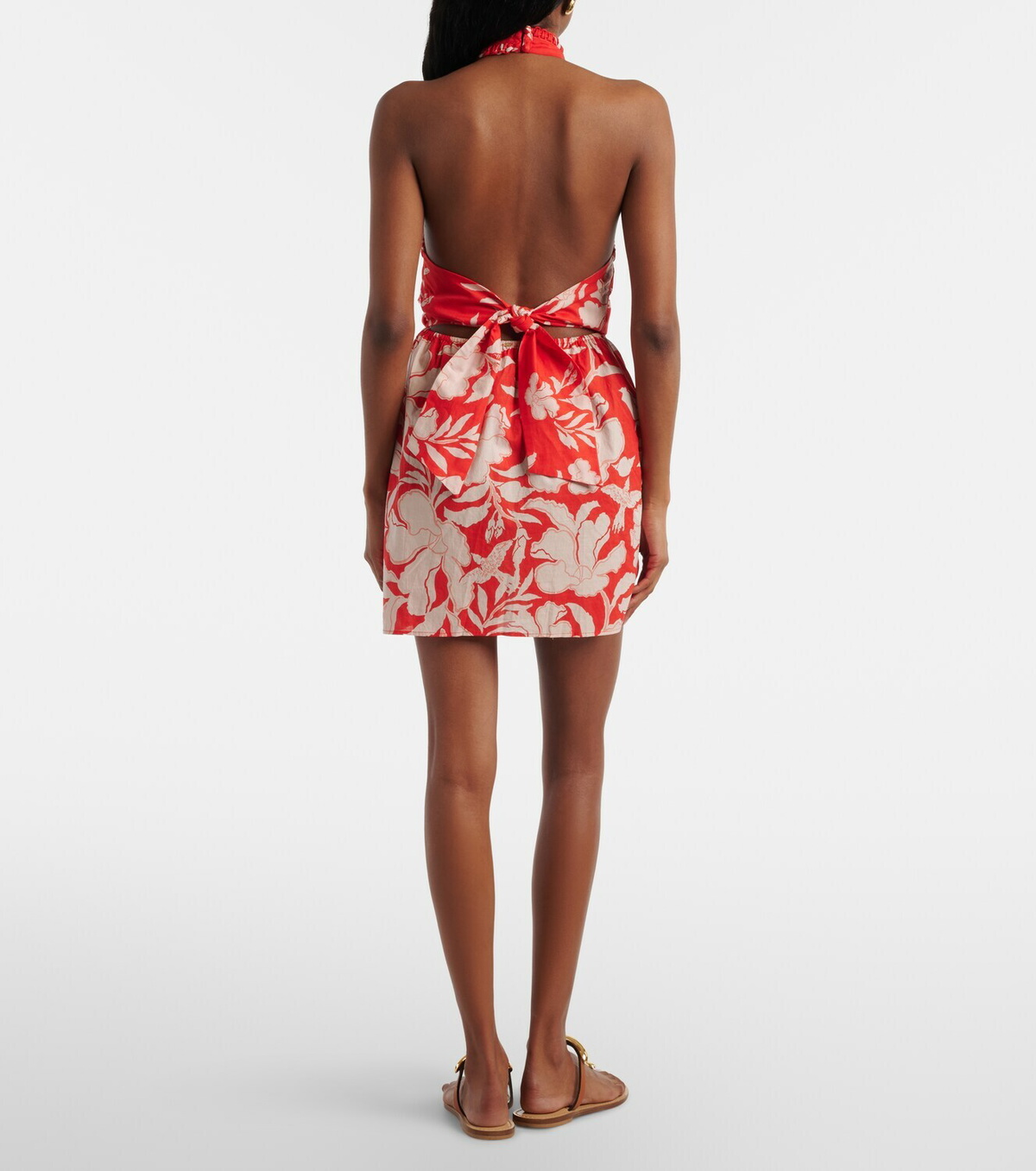 Poupette St Barth Manon floral halterneck cotton minidress