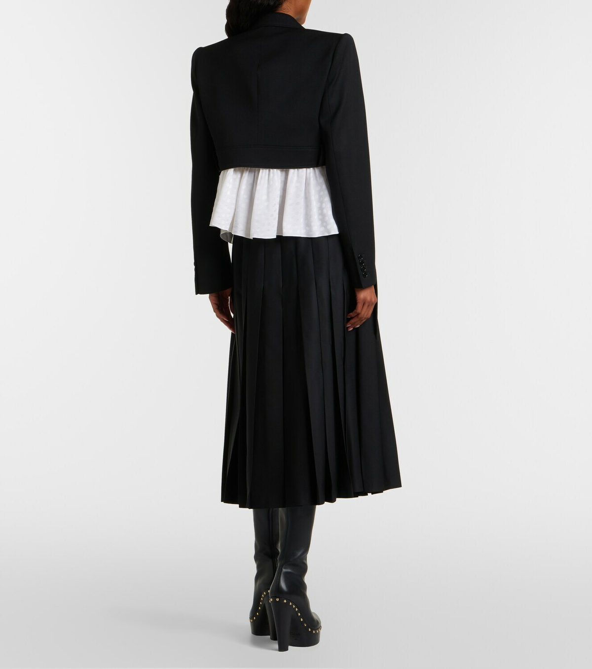Chloé Pleated virgin wool midi skirt