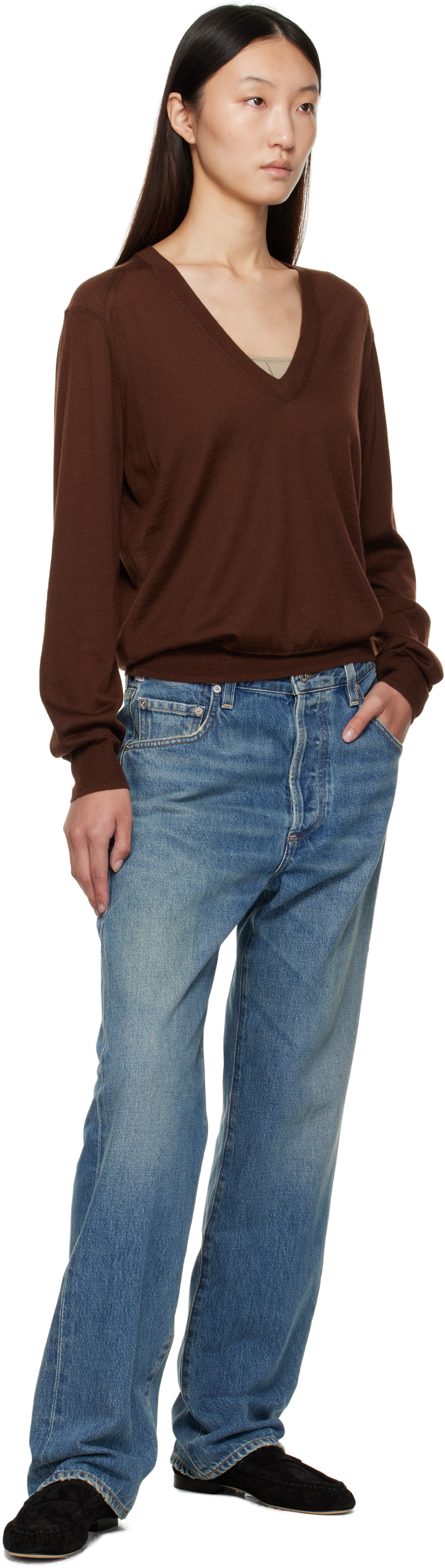 Loulou de Saison Brown Julio Cashmere Sweater