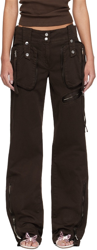 Photo: Blumarine Brown Garment-Dyed Denim Cargo Pants
