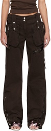Blumarine Brown Garment-Dyed Denim Cargo Pants