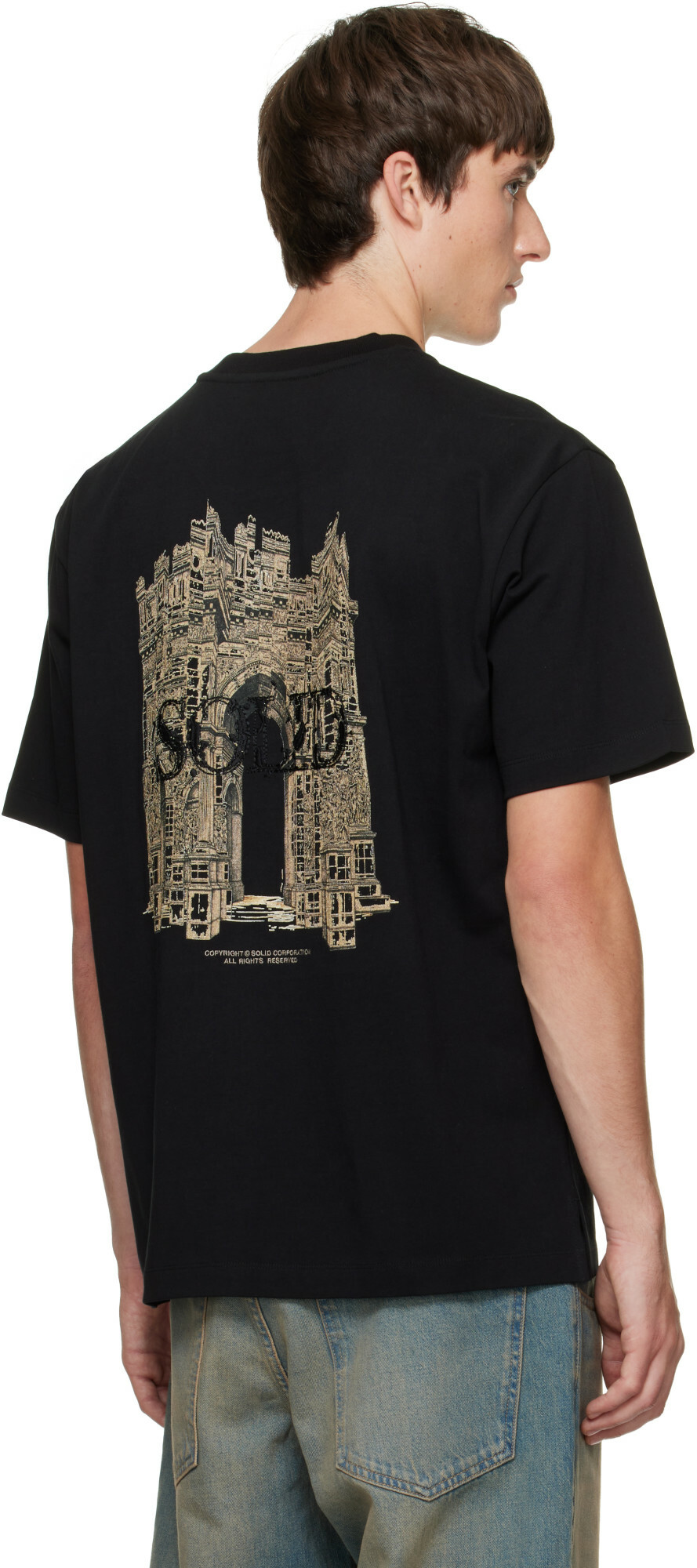 Solid Homme Black Paris Artwork T-shirt