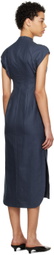 Mame Kurogouchi Navy Geometric Midi Dress
