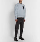 AMI - Oversized Logo-Intarsia Virgin Wool Sweater - Blue