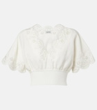 Simkhai Broderie anglaise linen-blend crop top