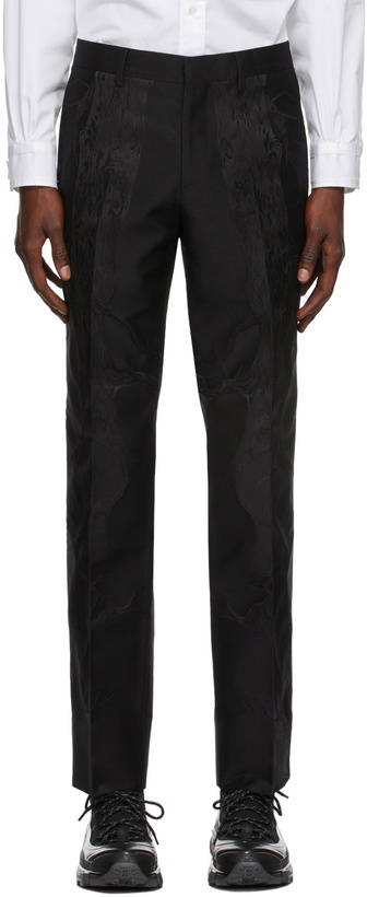 Photo: Burberry Black Silk Jacquard Tailored Classic Fit Trousers