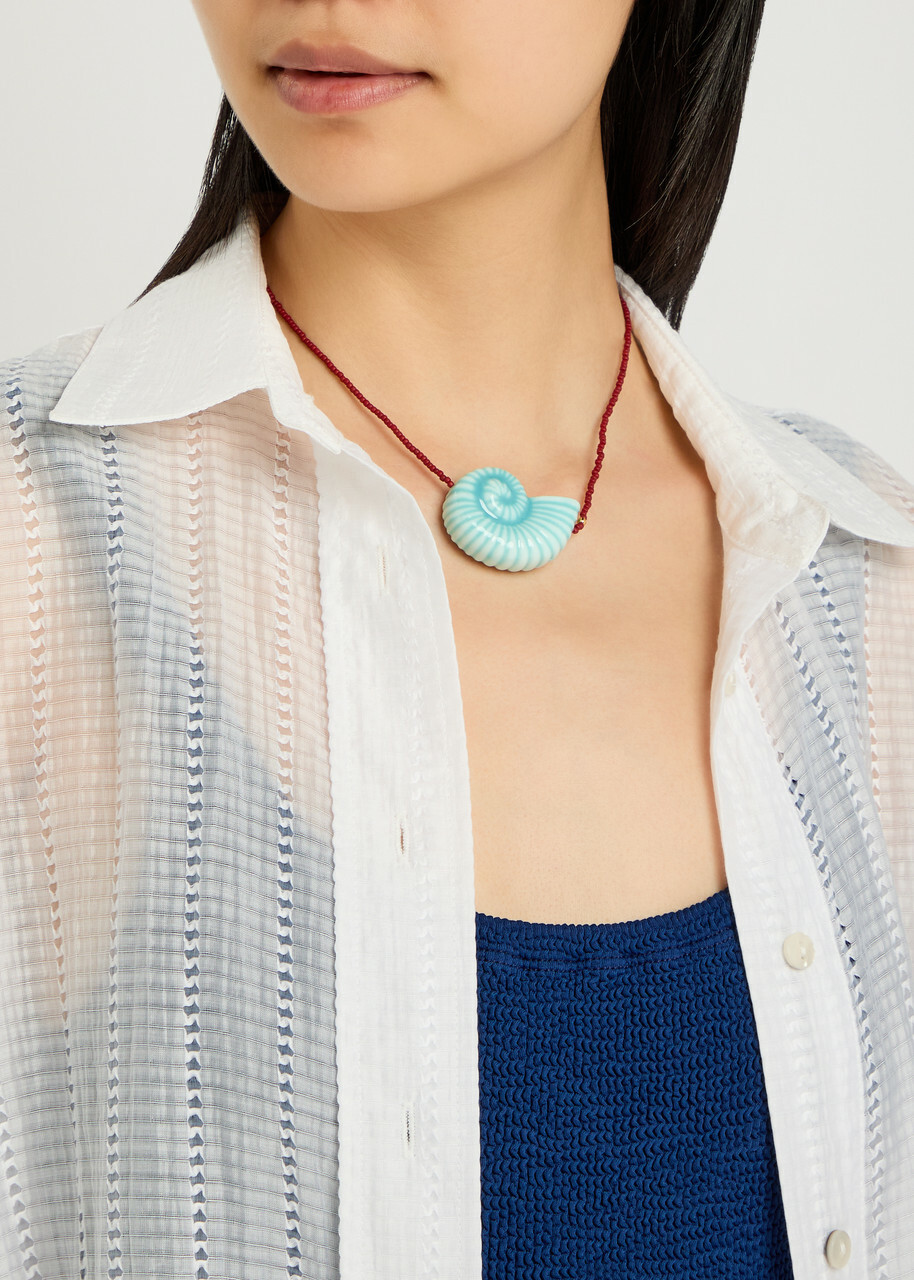 Anni LU Nautilus Beaded 18kt Gold-plated Necklace - Red - One Size