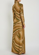 Pucci Printed Metallic-jersey Maxi Shirt Dress Brown