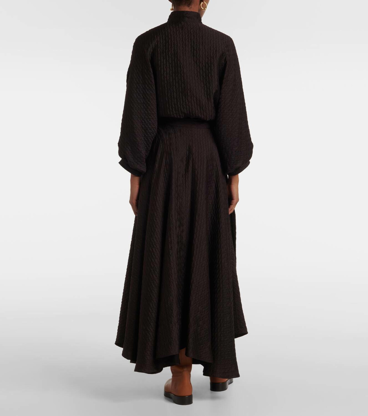 Loro Piana Quilted tie-detail silk maxi skirt