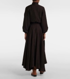 Loro Piana Quilted tie-detail silk maxi skirt