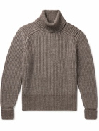 Loro Piana - Ribbed Cotton, Yak and Virgin Wool-Blend Rollneck Sweater - Brown