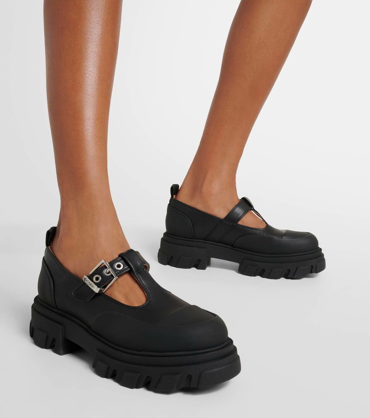 Ganni Faux leather Mary Jane flats GANNI
