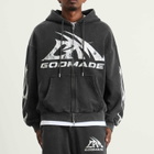 God Made Men's GM Logo Zip Hoodie in Washed Grey