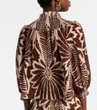 Poupette St Barth Ysee printed smocked cotton blouse