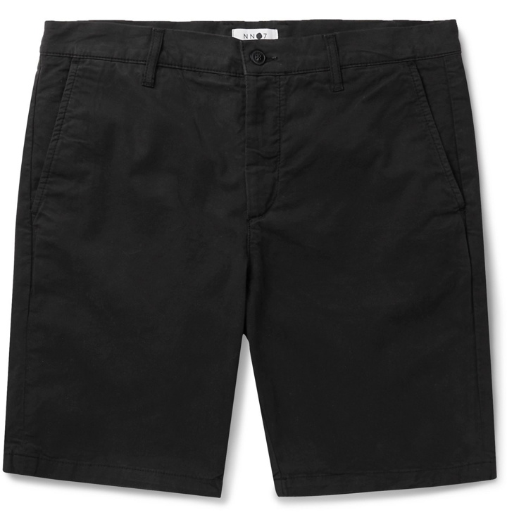 Photo: NN07 - Crown Slim-Fit Stretch-Cotton Twill Shorts - Black