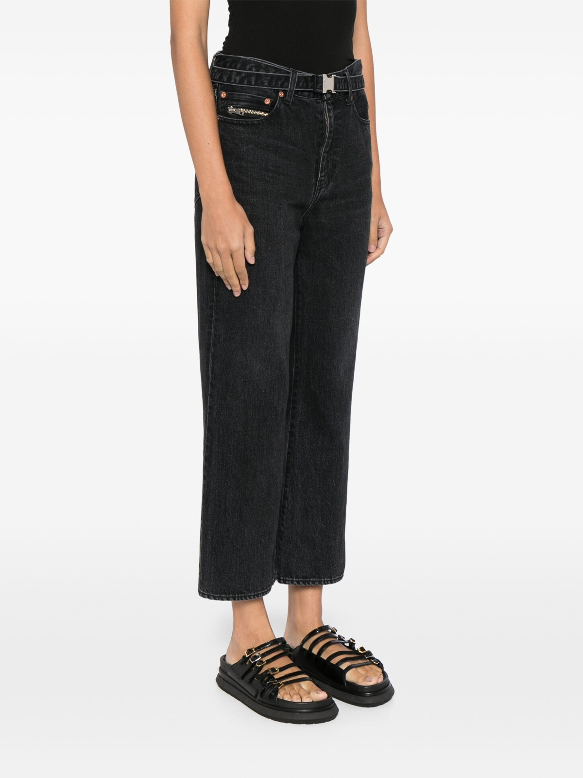 Sacai Boot Cut Denim Pants in Black