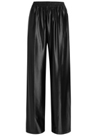 Alexanderwang.t Relaxed Logo-embroidered Satin Track Pants Black