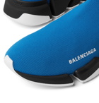 Balenciaga - Speed 2.0 Logo-Print Stretch-Knit Slip-On Sneakers - Blue