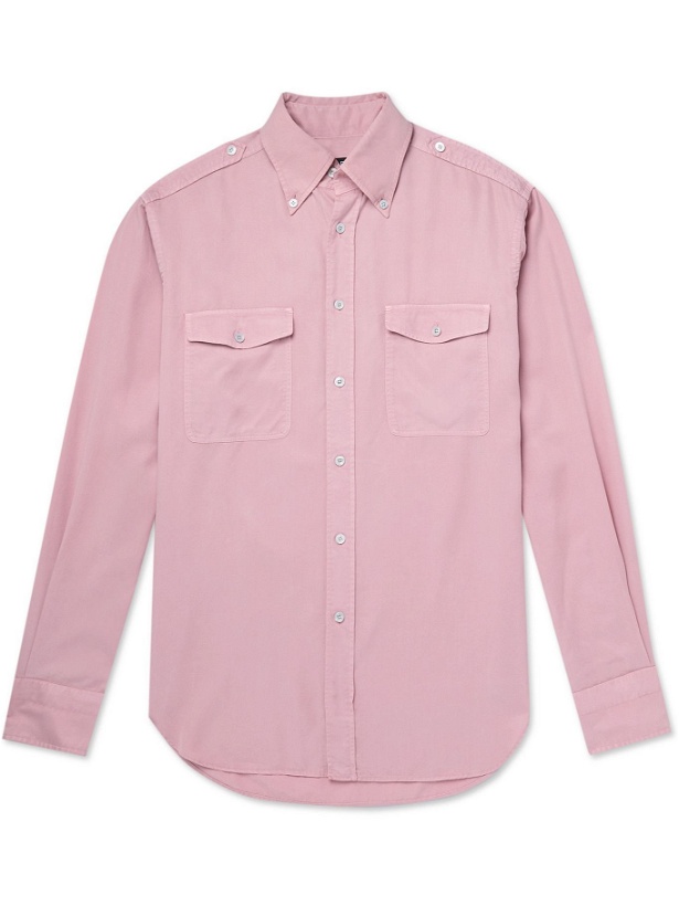 Photo: TOM FORD - Button-Down Collar Lyocell Shirt - Pink