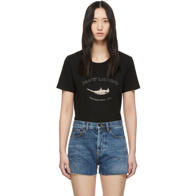 Saint Laurent Black Free Bird Tour 1971 T Shirt Saint Laurent