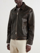 Mr P. - Distressed Leather Jacket - Brown
