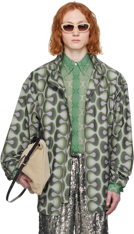 Photo: Dries Van Noten Gray & Khaki Graphic Jacket