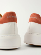 J.M. Weston - On Time Suede-Trimmed Leather Sneakers - White