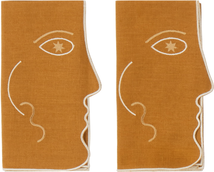 Photo: Maison Balzac Brown 'Tête à Tête' Napkins Set