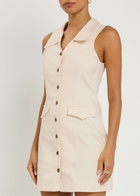 Sister Jane Bay Panelled Stretch-denim Mini Dress White