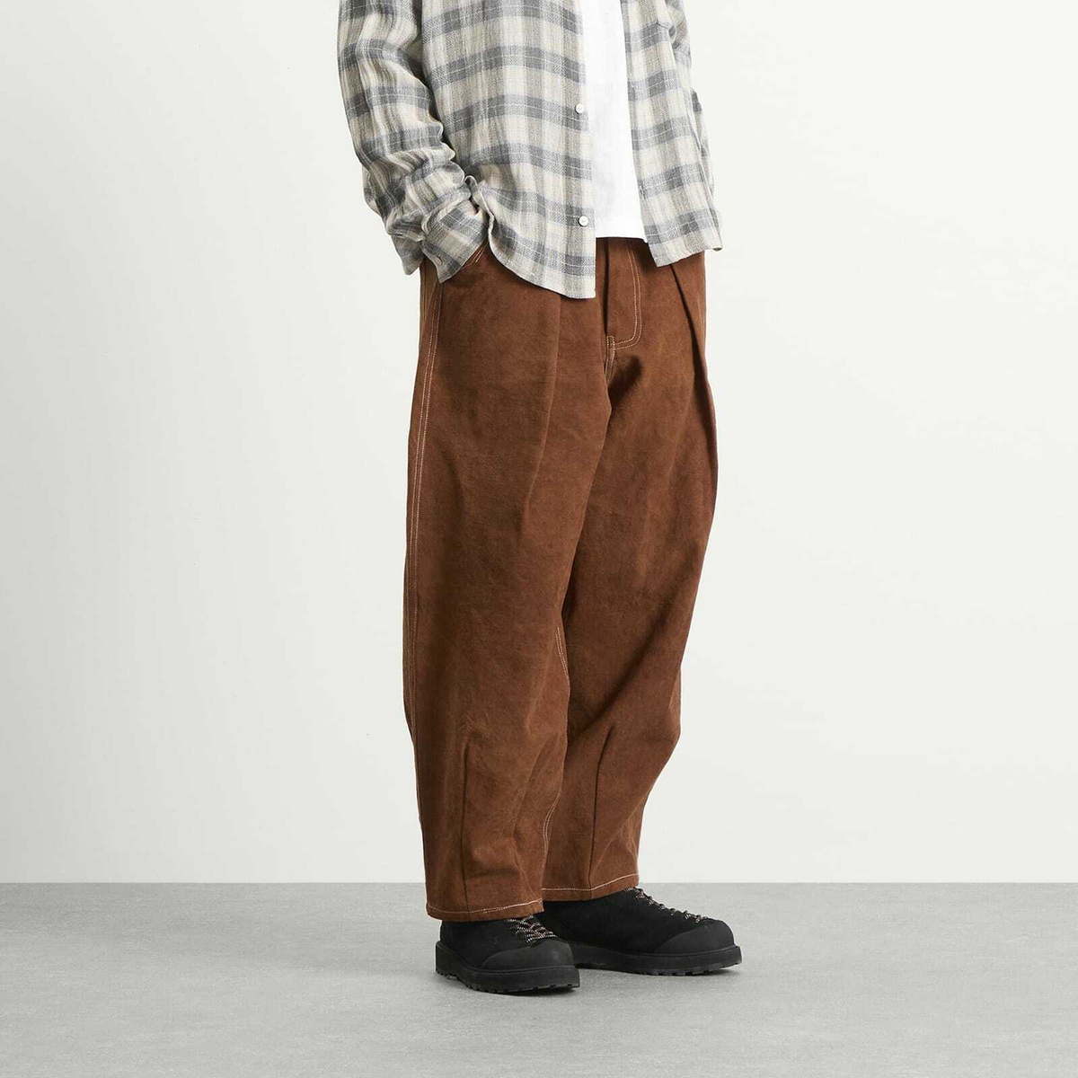 Story mfg. Men's Canvas Lush Pants in Brown Wonky-Wear