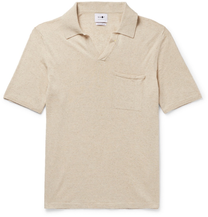 Photo: NN07 - Ryan Slim-Fit Mélange Cotton and Linen-Blend Polo Shirt - Neutrals
