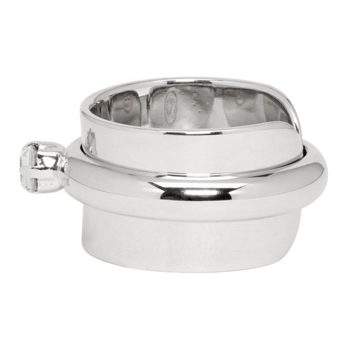 MM6 Maison Margiela Silver Double Ring Set MM6 Maison Margiela