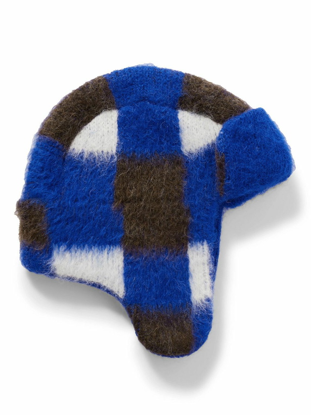 Photo: The Elder Statesman - Thistle Checked Alpaca-Blend Trapper Hat
