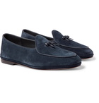 Rubinacci - Marphy Leather-Trimmed Suede Tasselled Loafers - Blue