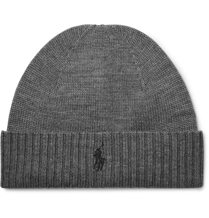 Photo: Polo Ralph Lauren - Logo-Embroidered Merino Wool Beanie - Gray