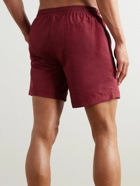 Brunello Cucinelli - Straight-Leg Mid-Length Logo-Embroidered Swim Shorts - Red
