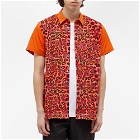 Comme des Garçons Black Men's Leopard Print Short Sleeve Shirt in Orange/Black