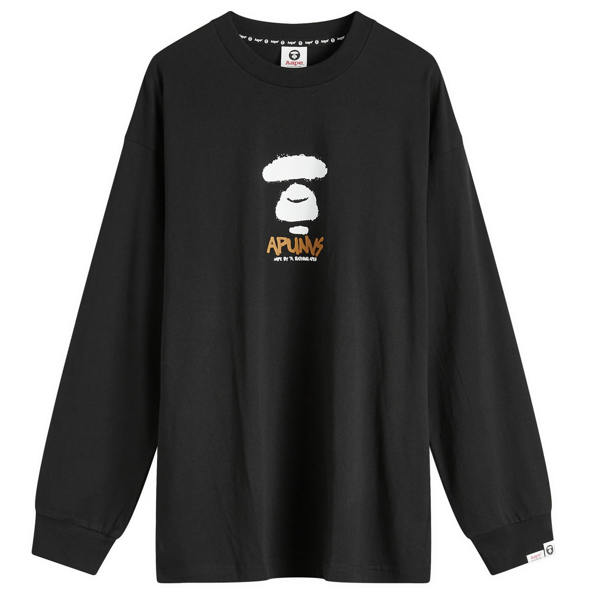 関送込♪AAPE BY A BATHING APE/Camo Graffiti LS T-Shirt Men's AAPE Snake Camo Graffiti Long Sleeve T-Shirt in Black