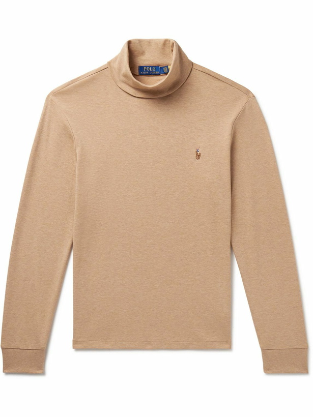 Photo: Polo Ralph Lauren - Slim-Fit Logo-Embroidered Cotton-Jersey Rollneck Sweater - Neutrals