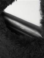 SAINT LAURENT - Leather-Trimmed Shearling Messenger Bag - Black