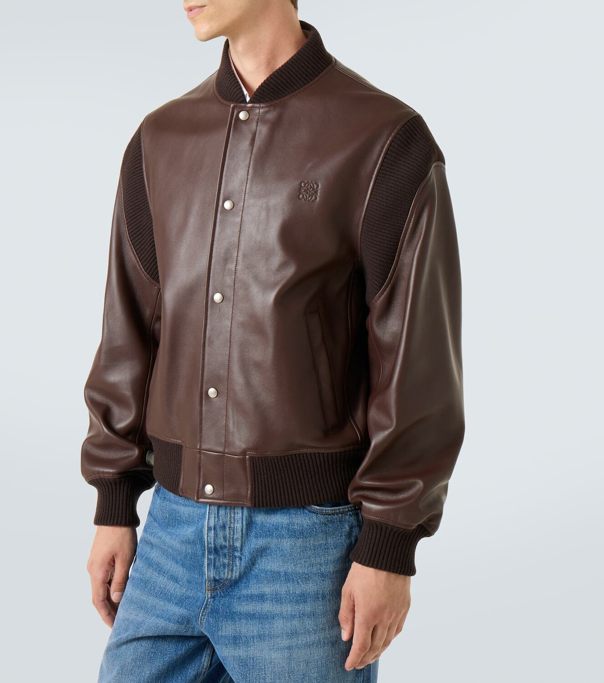 Loewe Anagram leather bomber jacket