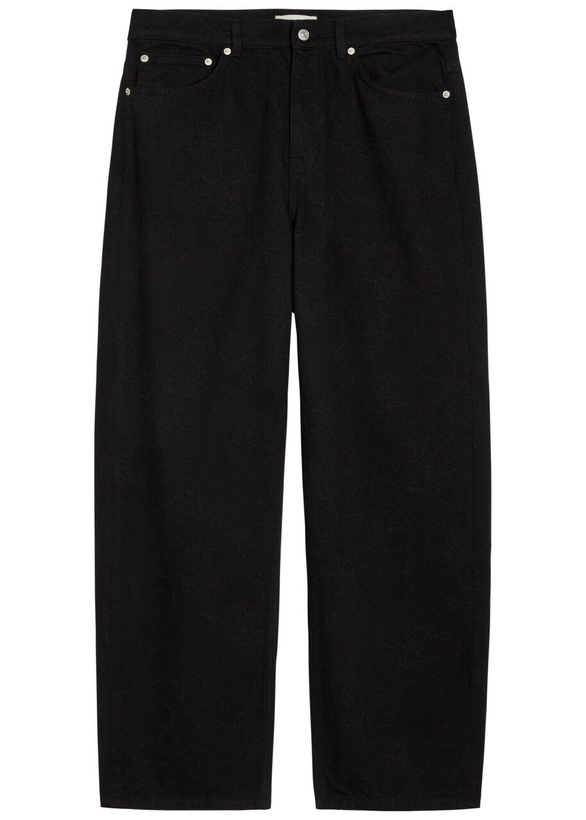 Photo: Les Deux Roi Floral Straight-leg Print Denim Jeans Black