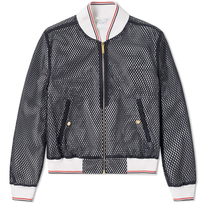 Photo: Thom Browne Storm Mesh Bomber Jacket Blue