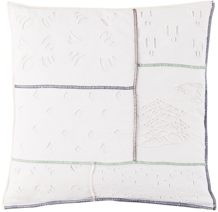 Photo: Luna Del Pinal White Embroidered Multi Overlock Cushion