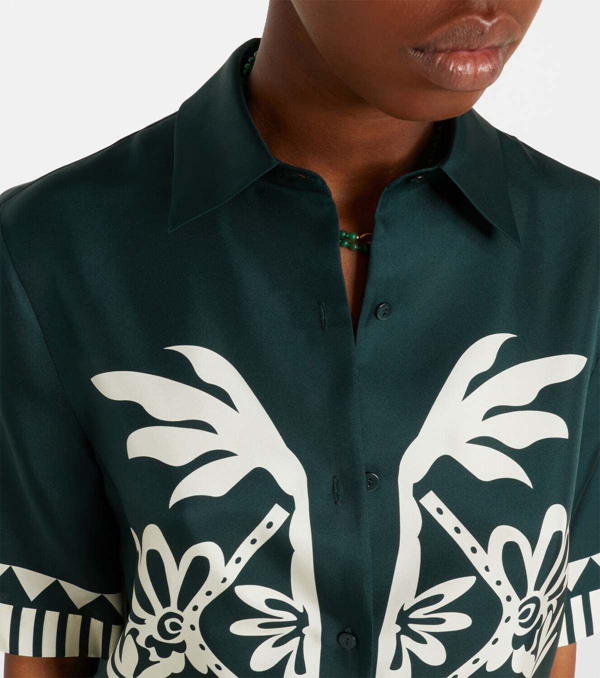 Eres Émeraude printed silk twill shirt