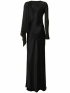 ALBERTA FERRETTI Long Sleeve Satin Long Dress